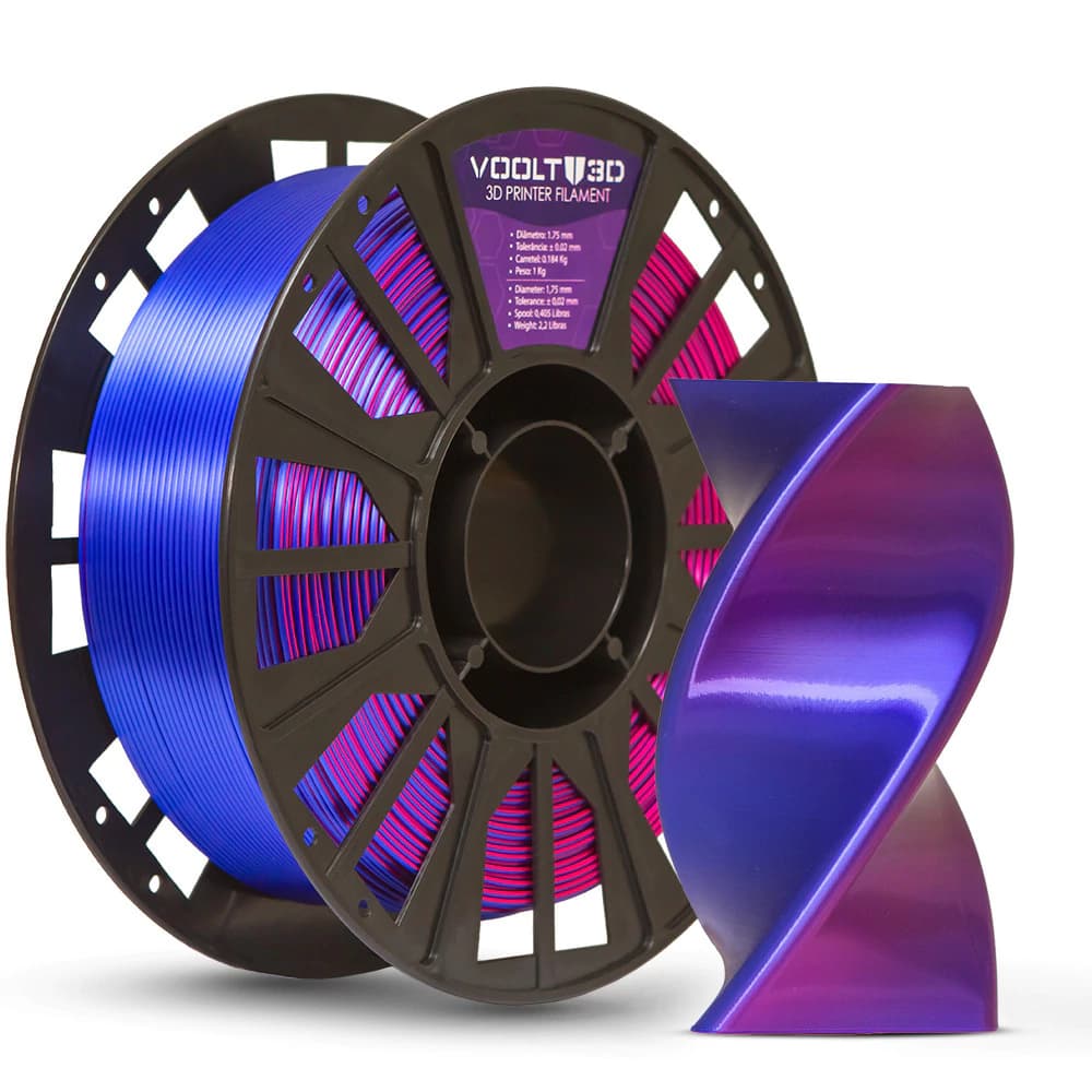 Filamento PLA Duo Color Shadow Azul Safira com Ametista V-Silk - 1Kg