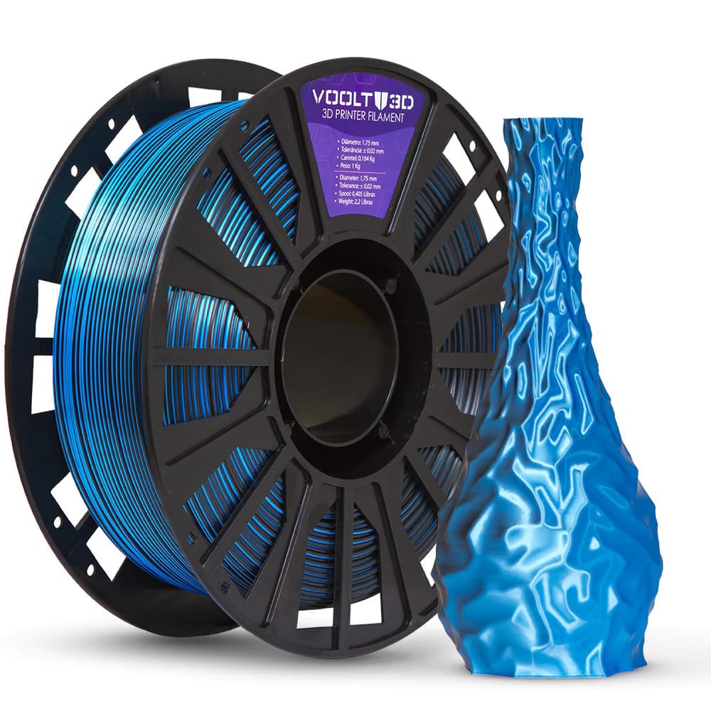 Filamento PLA Duo Color Shadow Azul com Preto V-Silk - 1Kg