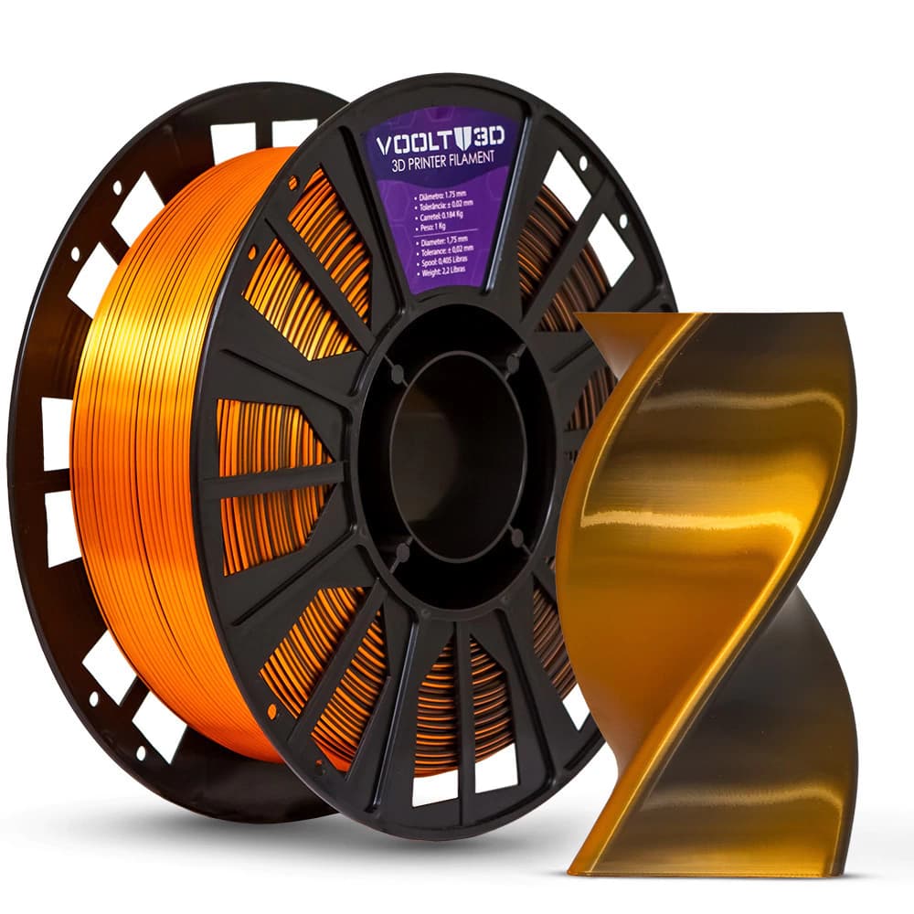 Filamento PLA Duo Color Shadow Laranja com Preto V-Silk - 1Kg
