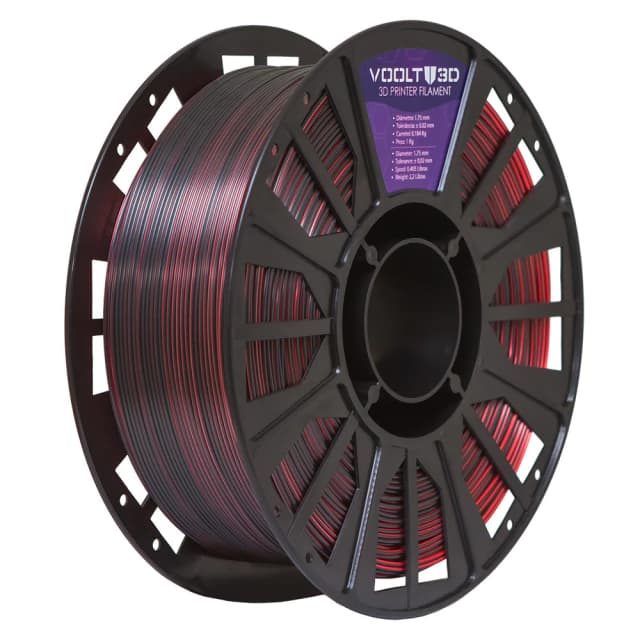 Filamento PLA Duo Color Shadow Preto com Vermelho V-Silk - 1Kg — 3